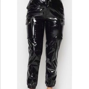 Fashion women’s PU Cargo pants